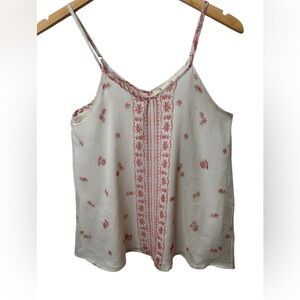 Penelope Project Floral Top with White Background Design, Lined, Sz Small